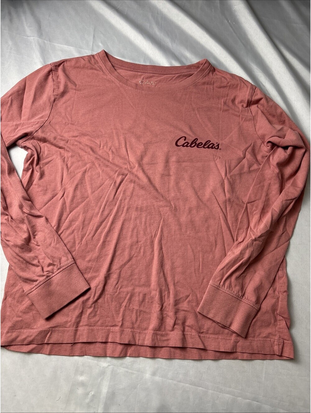 Cabela's Long Sleeve Logo T-Shirt in Dusty Rose, Size Large